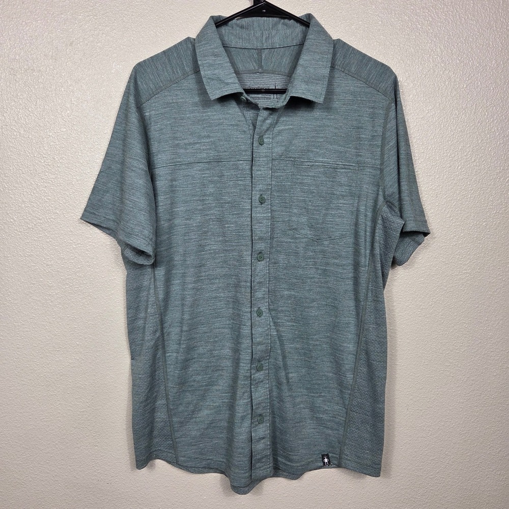 Smartwool Merino Sport 150 Button Down Shirt Men's M Merino Wool Green